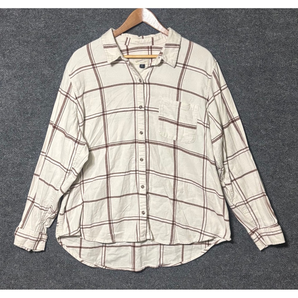 Universal Thread Plaid Relaxed Fit Button Up Shirt‎ Womens XXL Long Sleeve
